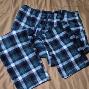 Fruit of the Loom Blue Green Plaid Pajama Pants.